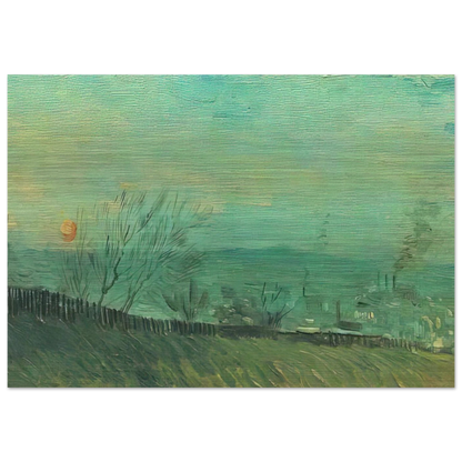 Factories Seen from a Hillside in Moonlight - Vincent van Gogh Brushed Aluminum Print - 70x100 cm / 28x40 inches | Vincent van Gogh Aluminum Print | Vincent van Gogh Prints