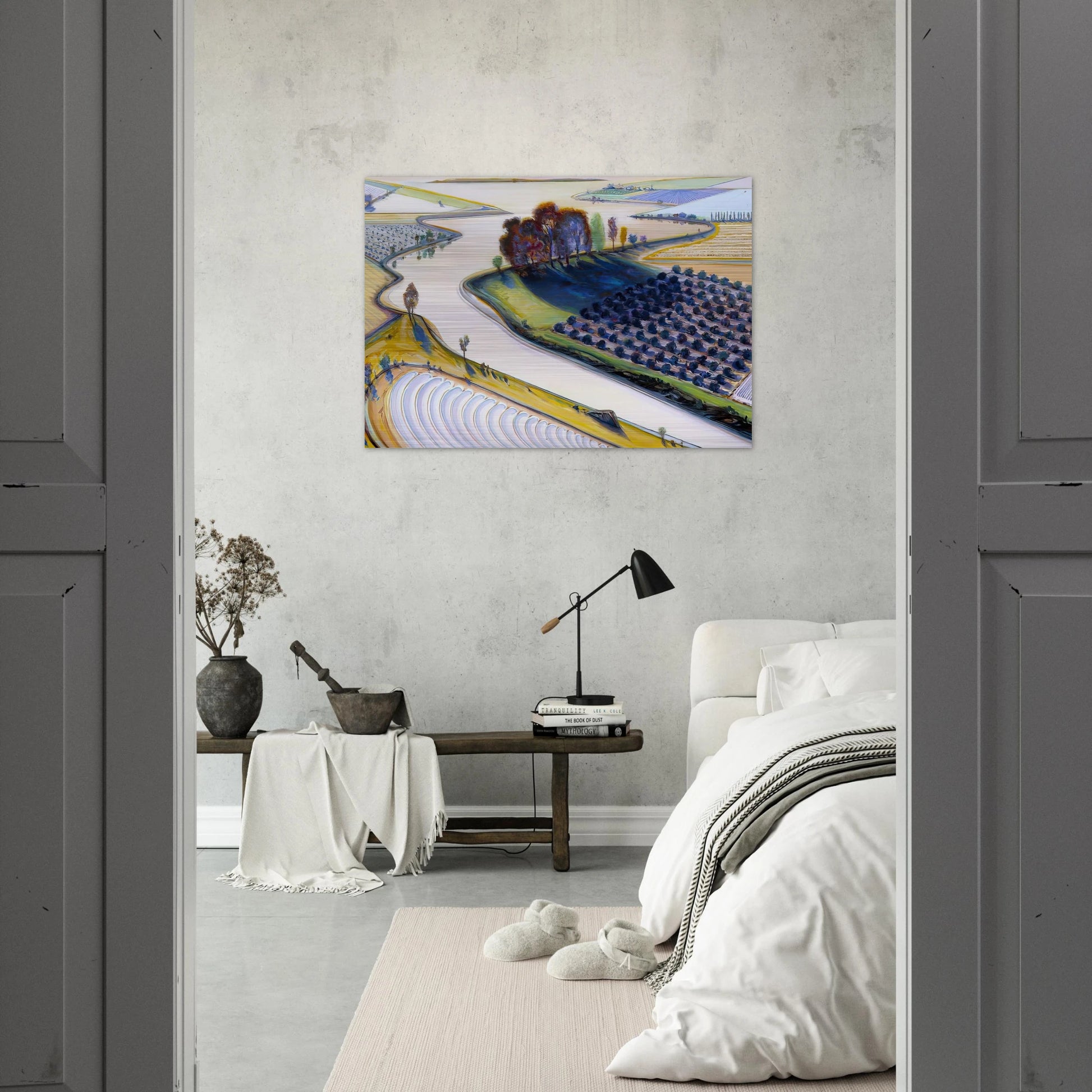 Flatland River - 1997 - Wayne Thiebaud Brushed Aluminum Print - 70x100 cm / 28x40 inches | Wayne Thiebaud Aluminum Print | Wayne Thiebaud Prints
