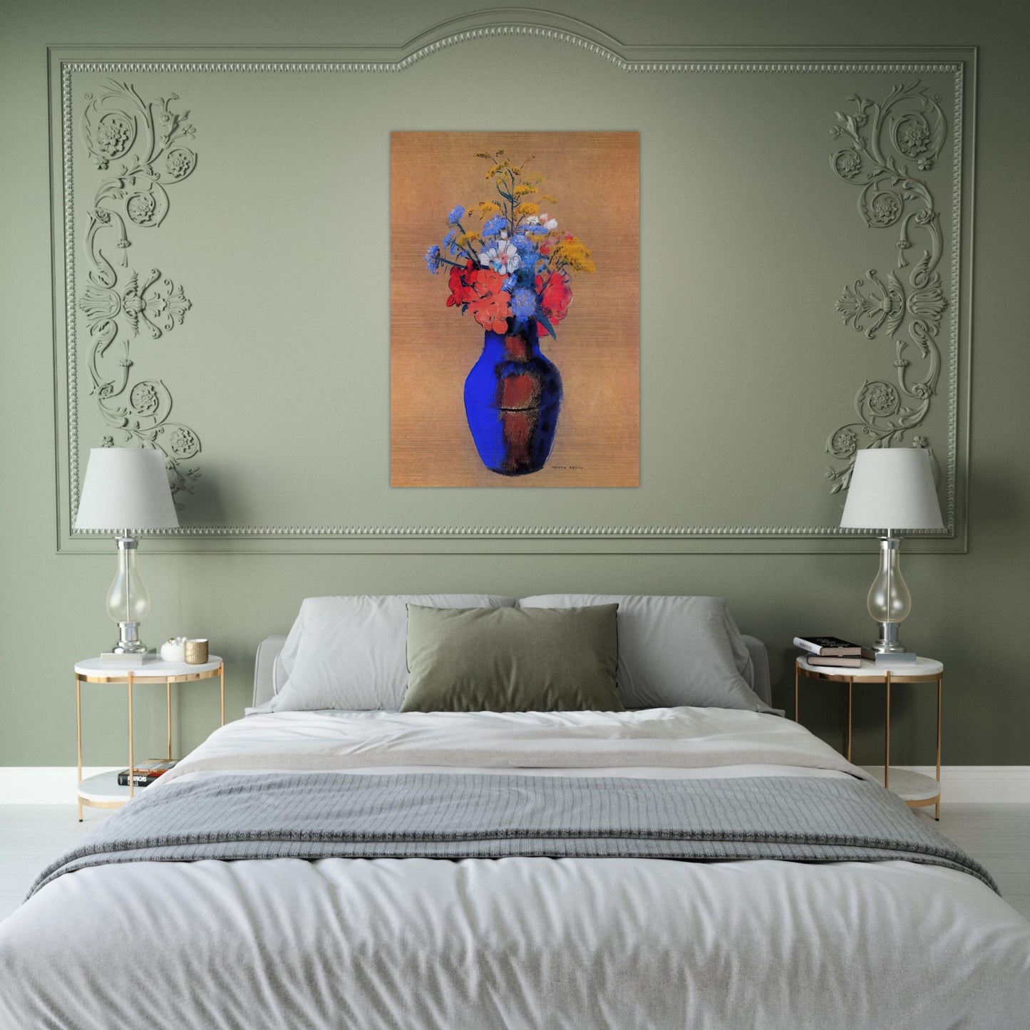 WILD FLOWERS IN A VASE - Odilon Redon Brushed Aluminum Print - 70x100 cm / 28x40 inches | Odilon Redon Aluminum Print | Odilon Redon Prints