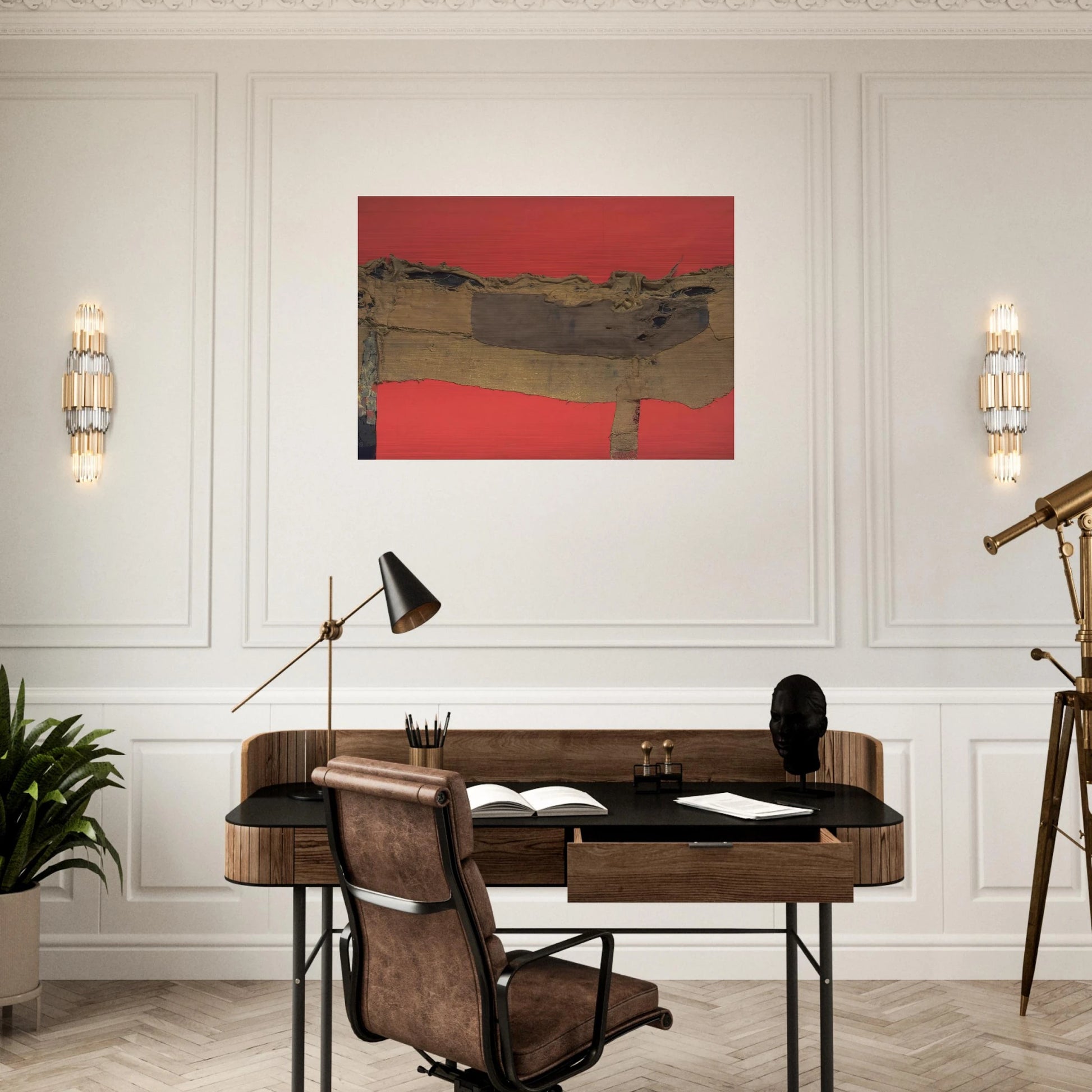 Sacking and Red - 1954 - Alberto Burri Brushed Aluminum Print - 70x100 cm / 28x40 inches | Alberto Burri Aluminum Print | Alberto Burri Prints