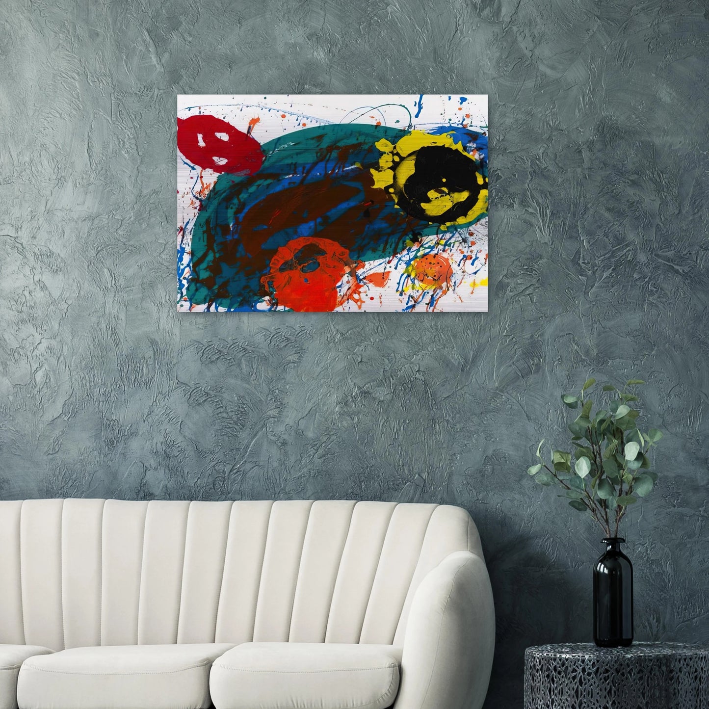 For Thirteen  SFS-335  - Sam Francis Brushed Aluminum Print - 70x100 cm / 28x40 inches | Sam Francis Aluminum Print | Sam Francis Prints