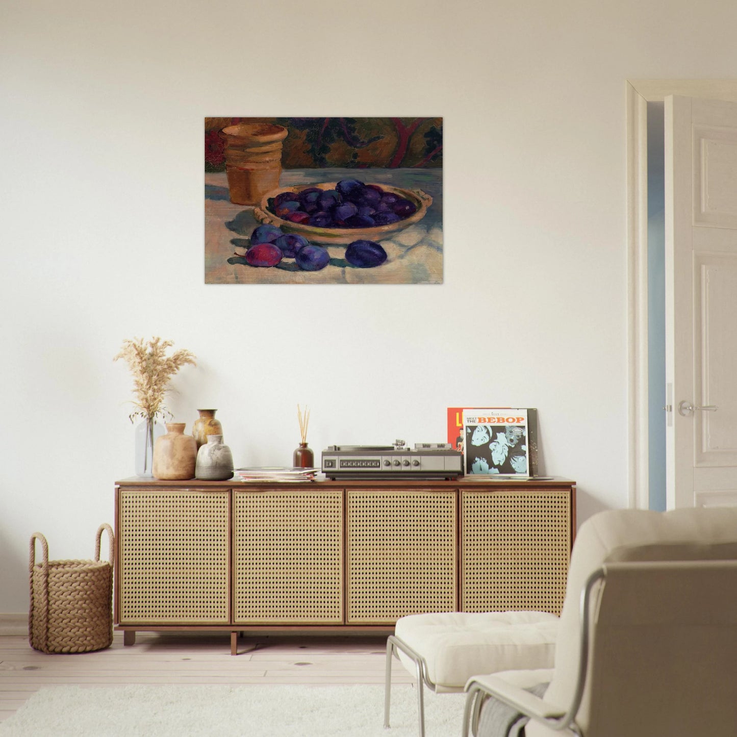 STILL LIFE WITH PLUMS 1926 - Theo van Rysselberghe Brushed Aluminum Print - 70x100 cm / 28x40 inches | Theo van Rysselberghe Aluminum Print | Theo van Rysselberghe Prints