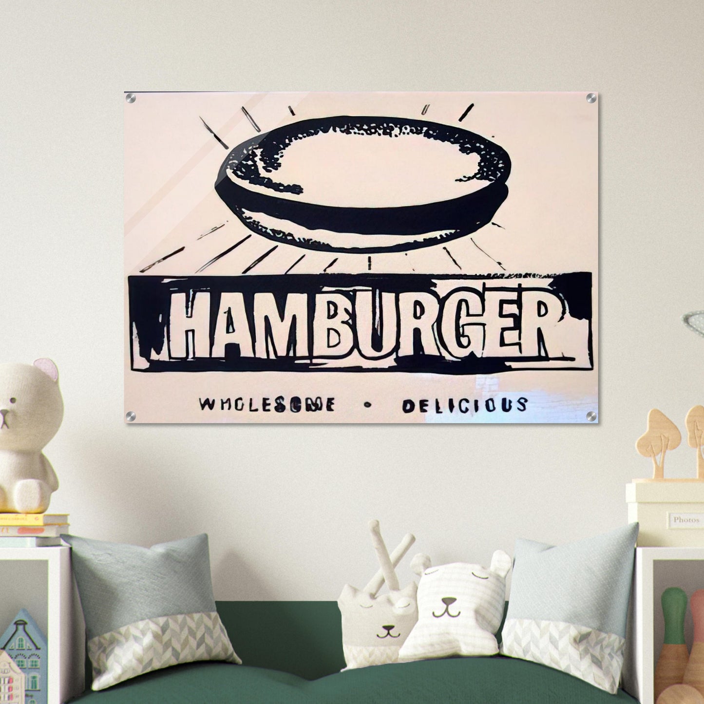 Hamburger  beige  - Andy Warhol Acrylic Print - 70x100 cm / 28x40″ inches | Andy Warhol Wall Art | Andy Warhol Prints