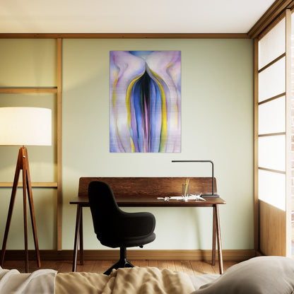 Grey Line With Black, Blue And Yellow - Georgia O'Keeffe Brushed Aluminum Print - 70x100 cm / 28x40 inches | Georgia O'Keeffe Aluminum Print | Georgia O'Keeffe Prints