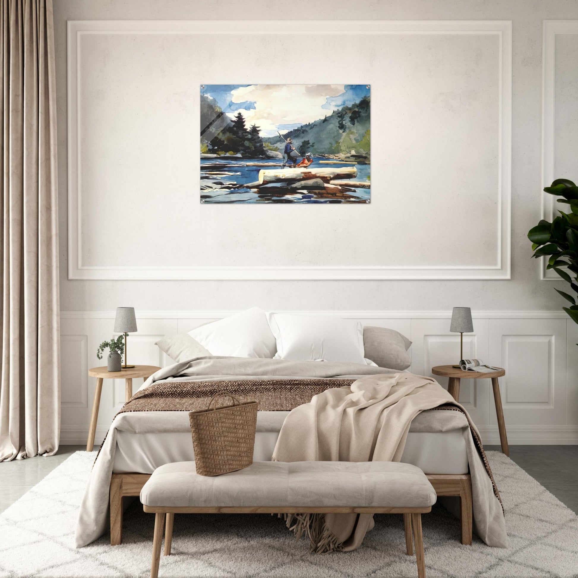 HUDSON RIVER LOGGING - Winslow Homer Acrylic Print - 70x100 cm / 28x40″ inches