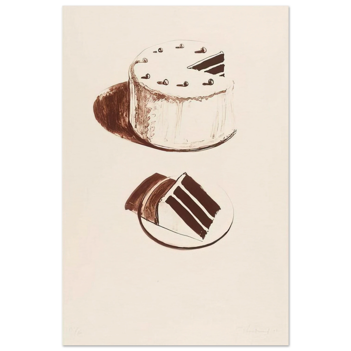 Chocolate Cake - 1971 - Wayne Thiebaud Art Prints - 100x150 cm / 40x60″ inches | Wayne Thiebaud Poster | Wayne Thiebaud Prints