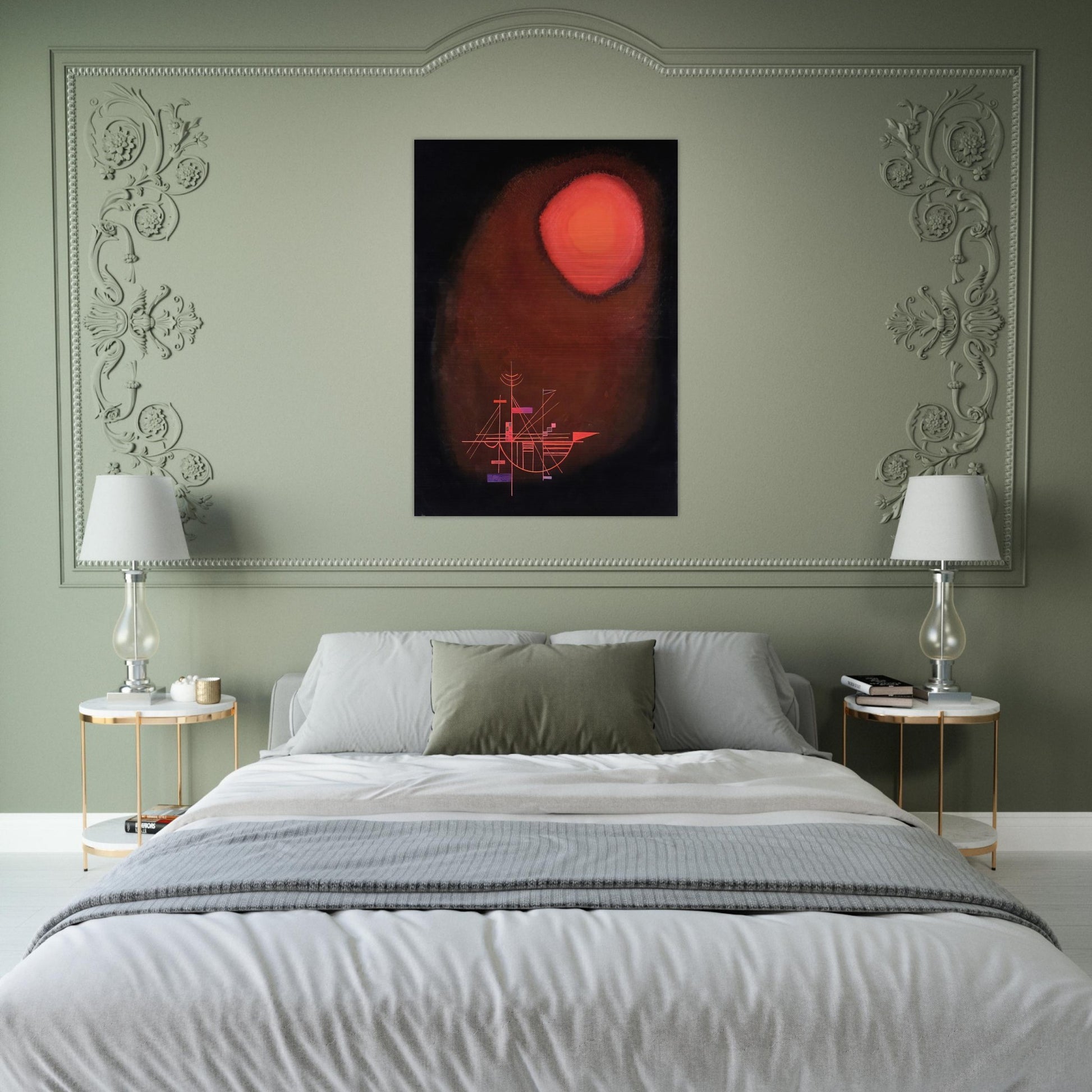RED SUN AND SHIP - Wassily Kandinsky Brushed Aluminum Print - 70x100 cm / 28x40 inches | Wassily Kandinsky Aluminum Print | Wassily Kandinsky Prints