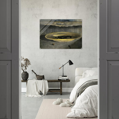 LANDSCAPE WITH TELEPHONES ON A PLATE - Salvador Dali Acrylic Print - 70x100 cm / 28x40″ inches