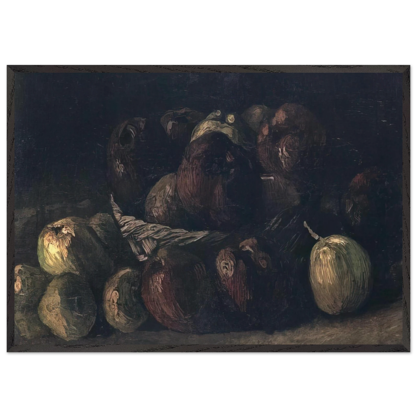 Still life with a basket of apples - Vincent van Gogh 70x100 cm / 28x40 inches Framed Art Print – Black Wooden Frame
