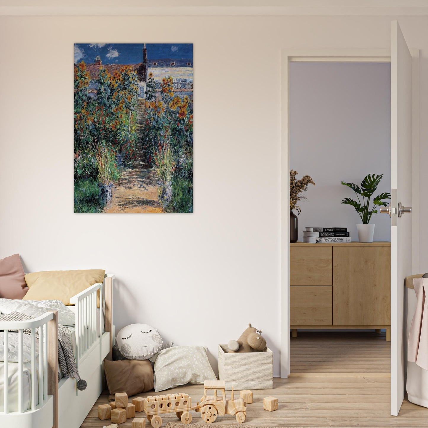 The Garden at Vetheuil - claude monet Brushed Aluminum Print - 70x100 cm / 28x40 inches | claude monet Aluminum Print | claude monet Prints