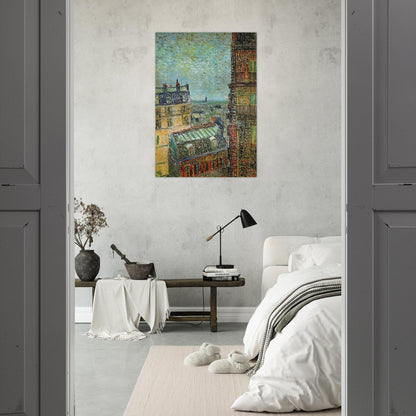 View of Paris from Vincent's Room in the Rue Lepic - Vincent van Gogh Brushed Aluminum Print - 70x100 cm / 28x40 inches | Vincent van Gogh Aluminum Print | Vincent van Gogh Prints