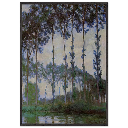 Poplars on the Banks of the River Epte Overcast Weather - claude monet 70x100 cm / 28x40 inches Framed Art Print – Black Wooden Frame