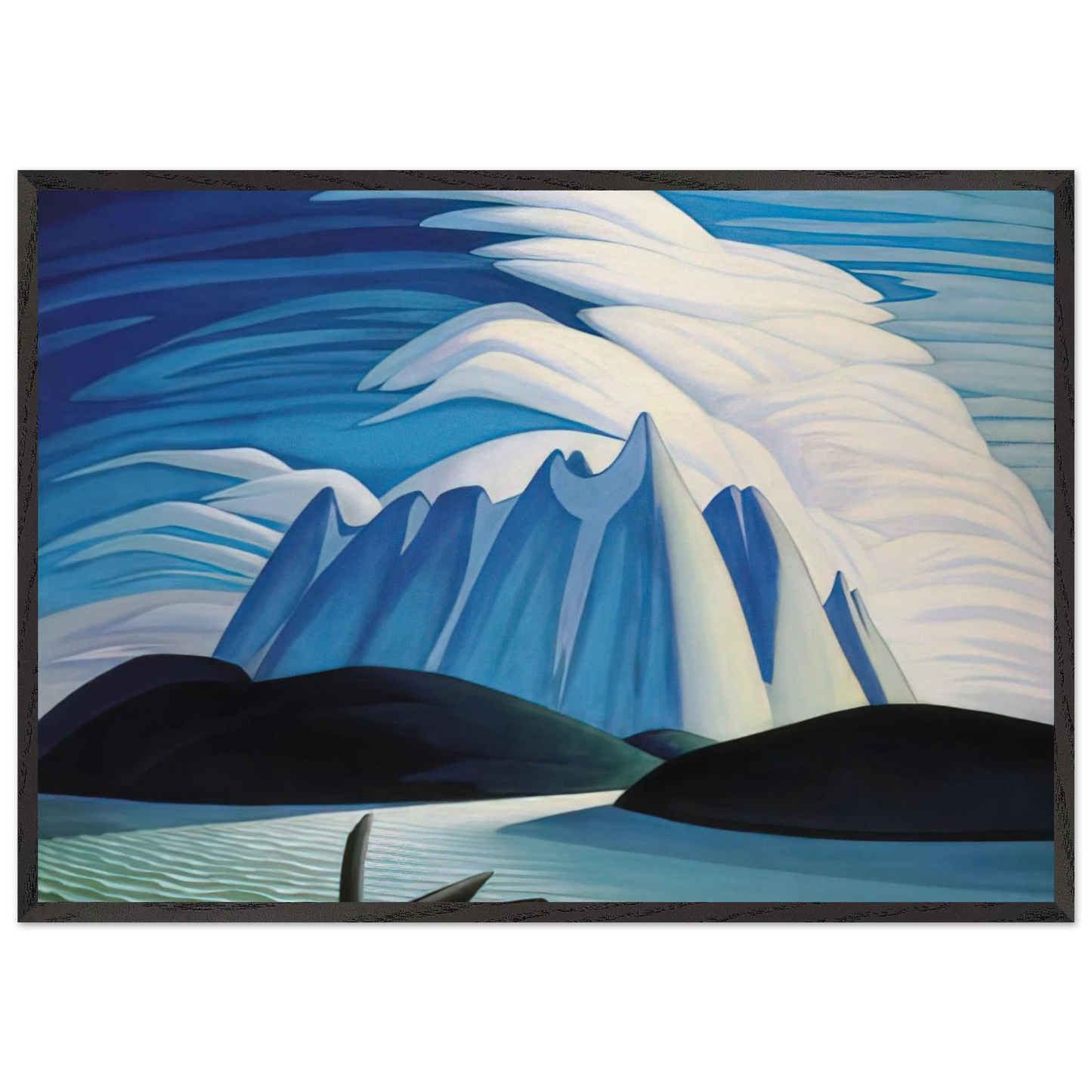 Lake and Mountains - 1928 - Lawren Harris 70x100 cm / 28x40 inches Framed Art Print – Black Wooden Frame