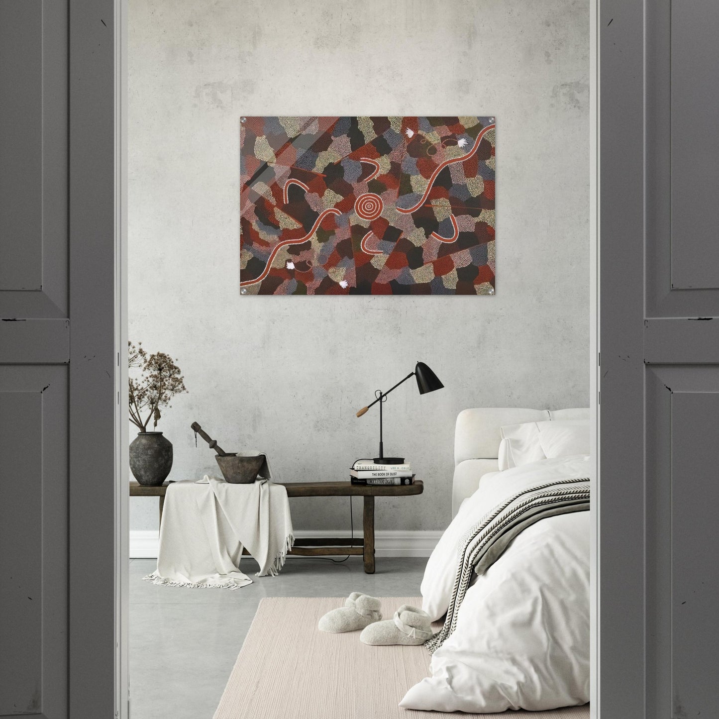 Family Dreaming - Native Art - Clifford Possum Tjapaltjarri Acrylic Print - 70x100 cm / 28x40″ inches