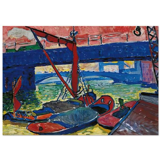 BARGES ON THE THAMES 1906 - Andre Derain Brushed Aluminum Print - 70x100 cm / 28x40 inches | Andre Derain Aluminum Print | Andre Derain Prints
