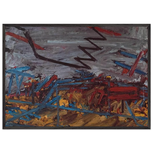 PRIMROSE HILL 1968 - Frank Auerbach 70x100 cm / 28x40 inches Framed Art Print – Black Wooden Frame