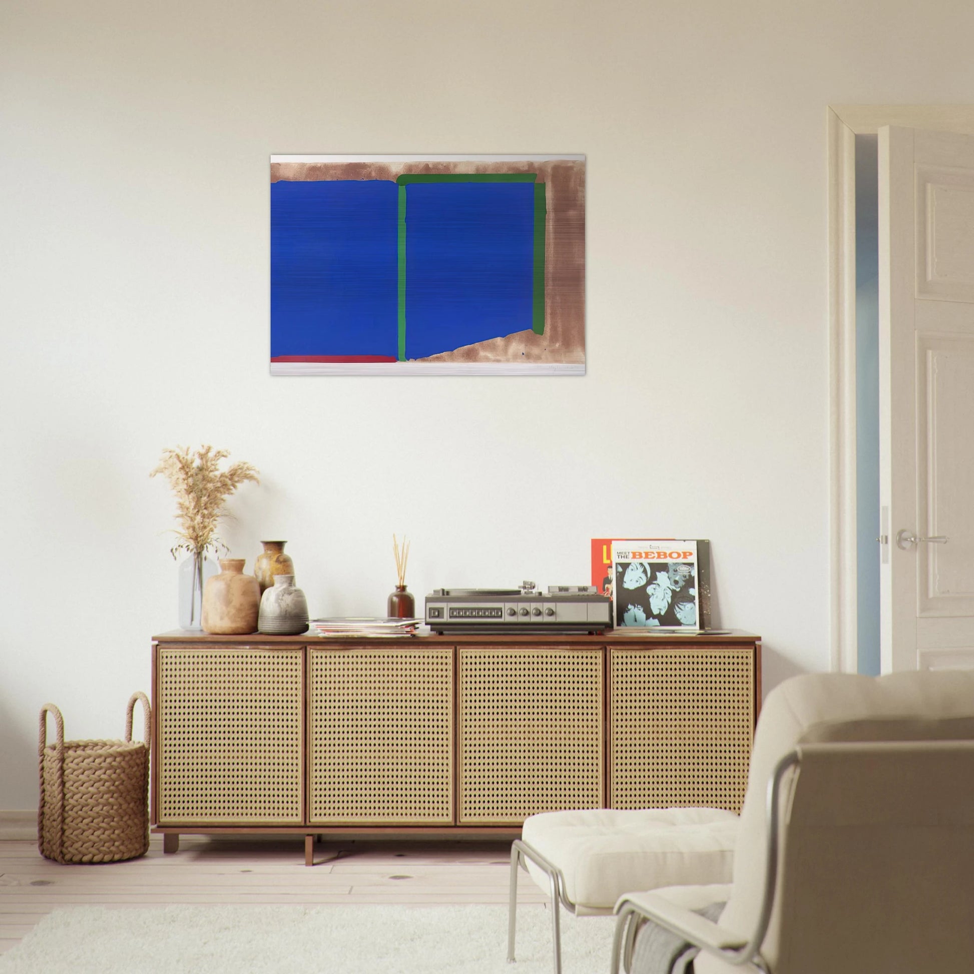 Blues, Greens - 1969 - John Hoyland Brushed Aluminum Print - 70x100 cm / 28x40 inches | John Hoyland Aluminum Print | John Hoyland Prints
