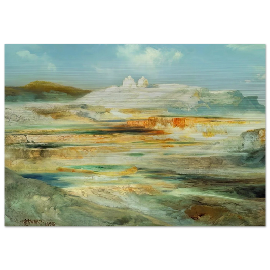 Jupiter Terrace Yellowstone - Thomas Moran Brushed Aluminum Print - 70x100 cm / 28x40 inches | Thomas Moran Aluminum Print | Thomas Moran Prints