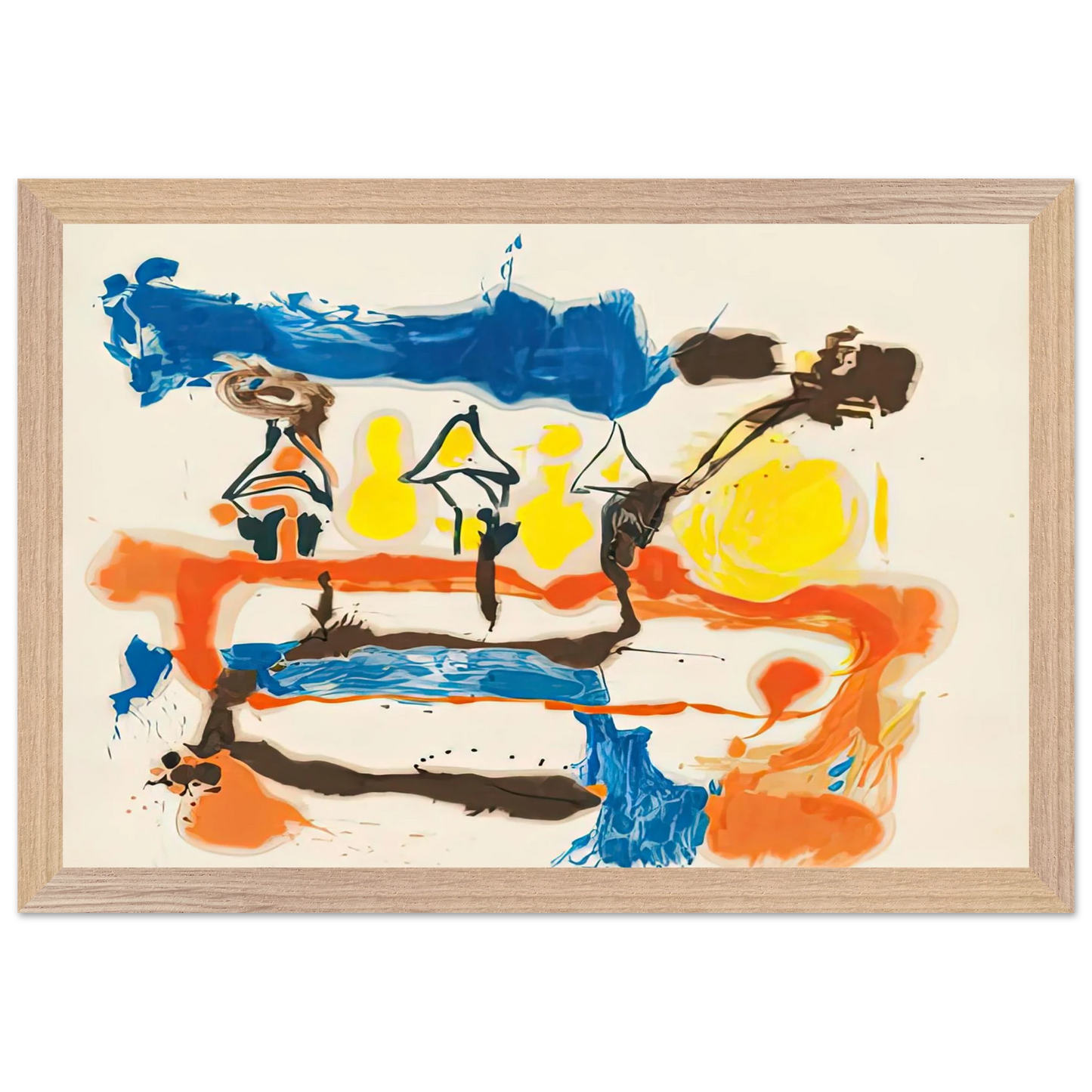 Helen Frankenthaler - Fable, 1961- Wall Art - 60x80 cm / 24x32 inches - Premium Wooden Framed Poster With Fine Art Paper-canvas - White frame