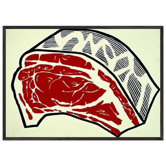 STANDING RIB 1962 - Roy Lichtenstein 70x100 cm / 28x40 inches Framed Art Print – Black Wooden Frame