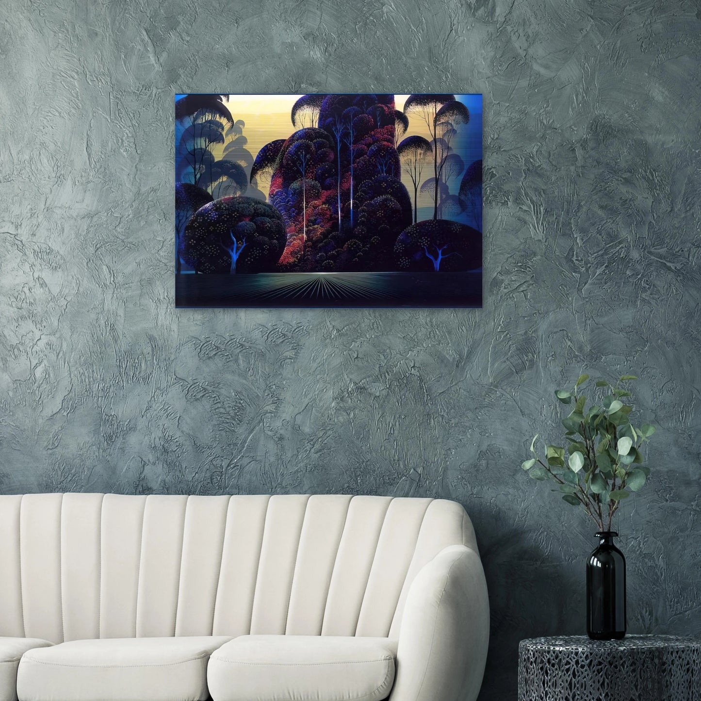 Mendocino - Eyvind Earle Brushed Aluminum Print - 70x100 cm / 28x40 inches | Eyvind Earle Aluminum Print | Eyvind Earle Prints