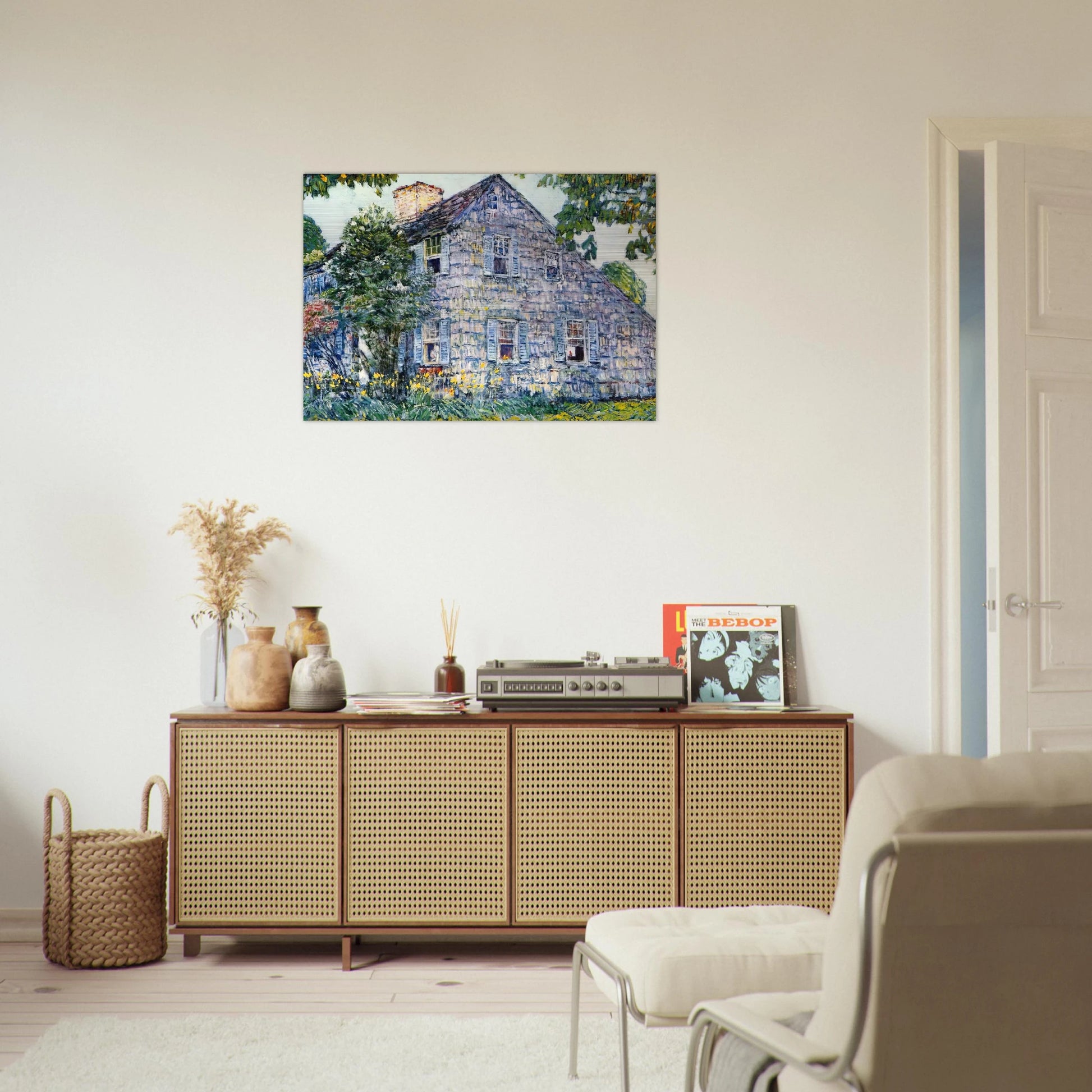 Old House, East Hampton - Childe Hassam Brushed Aluminum Print - 70x100 cm / 28x40 inches | Childe Hassam Aluminum Print | Childe Hassam Prints