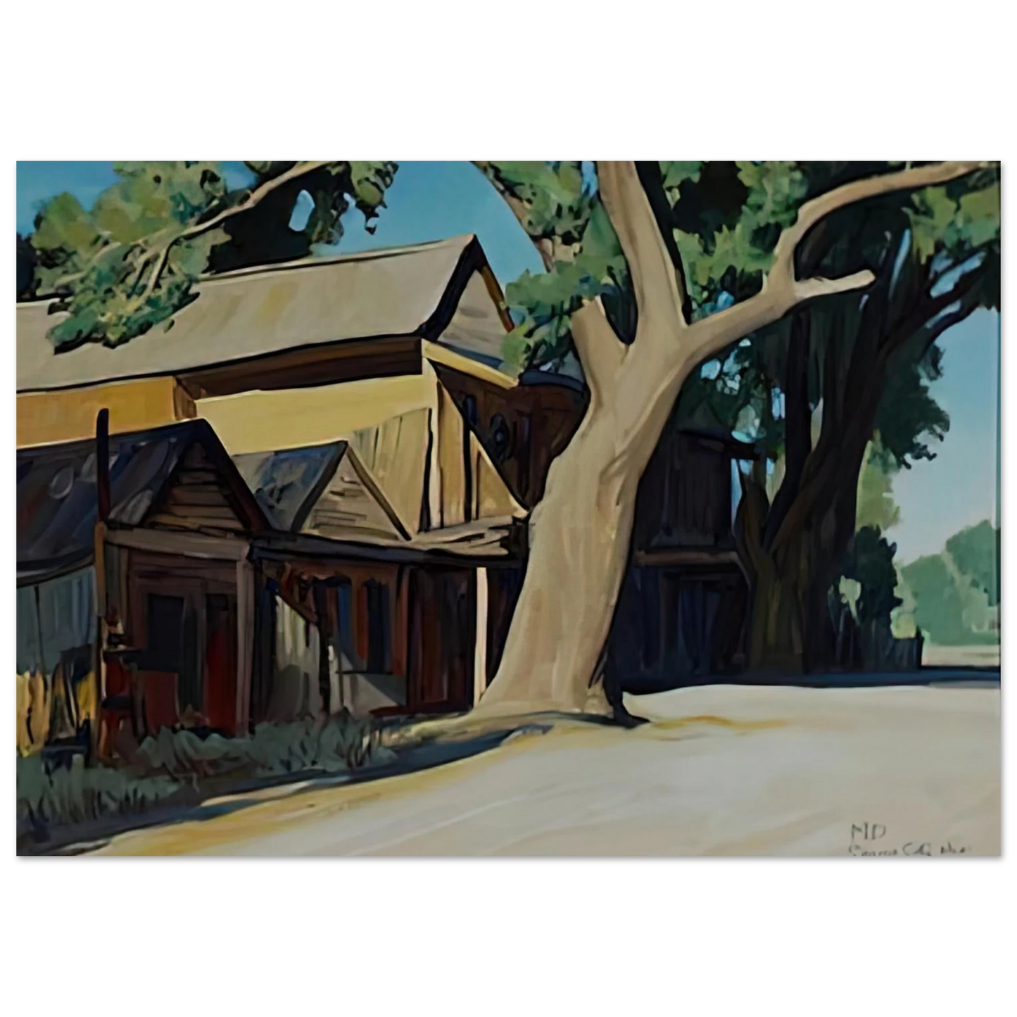 Maynard Dixon - OLD CHINATOWN CARSON CITY NEVADA 1937 Wall art - 13x18 cm / 5x7 inches - Premium Wooden Framed Poster With Fine Art Paper-canvas - Black frame
