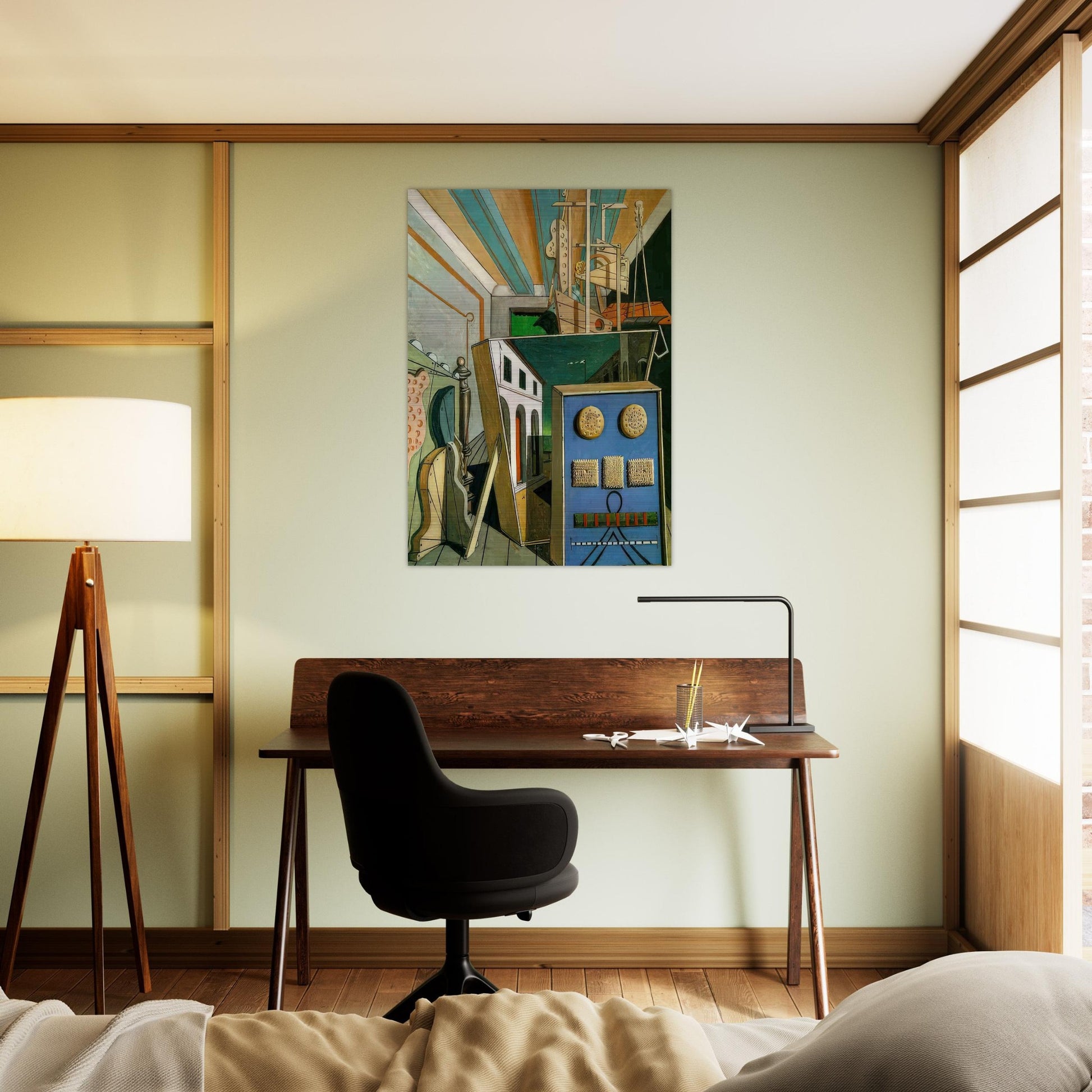 METAPHYSICAL INTERIOR WITH BISCUITS 1916 - Giorgio de Chirico Brushed Aluminum Print - 70x100 cm / 28x40 inches | Giorgio de Chirico Aluminum Print | Giorgio de Chirico Prints
