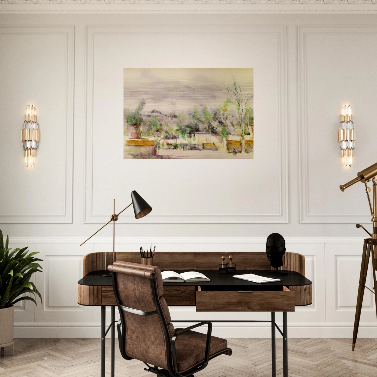 The Garden Terrace at Les Lauves - Paul Cézanne Brushed Aluminum Print - 70x100 cm / 28x40 inches | Paul Cézanne Aluminum Print | Paul Cézanne Prints
