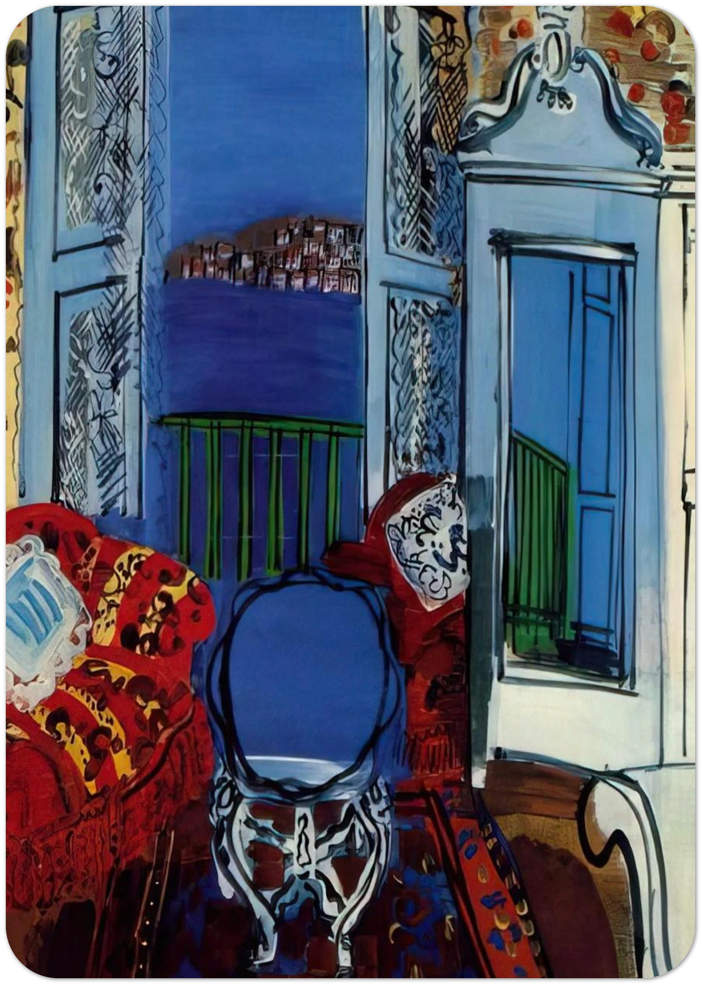 OPEN WINDOW 1928 By Raoul Dufy Pack of 10 Post Cards | Raoul Dufy Post Cards | A6 (10.5 x 14.8 cm) - 4.1 x 5.8 inches