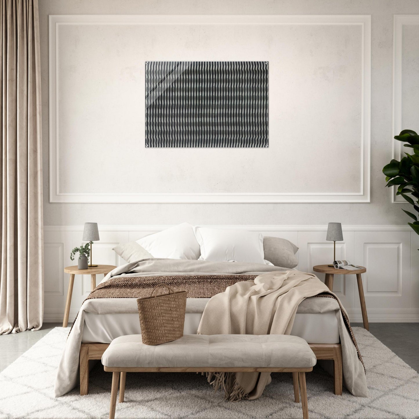 Untitled Striped Surface - 1961 - Enrico Castellani Acrylic Print - 70x100 cm / 28x40″ inches