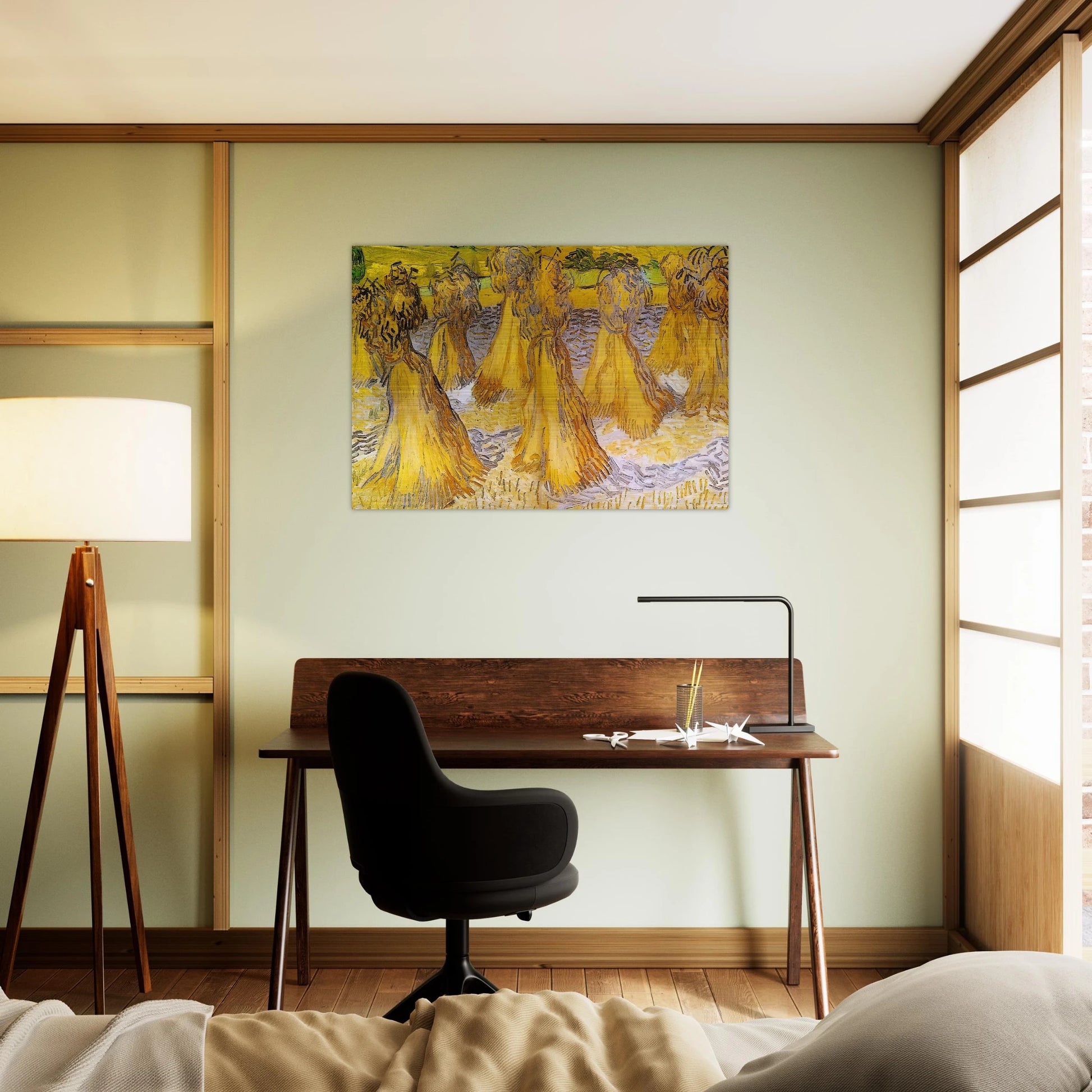 Sheaves of Wheat - Vincent van Gogh Brushed Aluminum Print - 70x100 cm / 28x40 inches | Vincent van Gogh Aluminum Print | Vincent van Gogh Prints