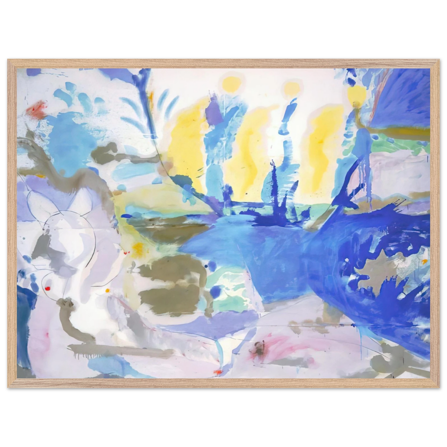 Helen Frankenthaler - Basque Beach - 1958 Wall art - 60x80 cm / 24x32 inches - Premium Wooden Framed Poster With Fine Art Paper-canvas - Wood frame