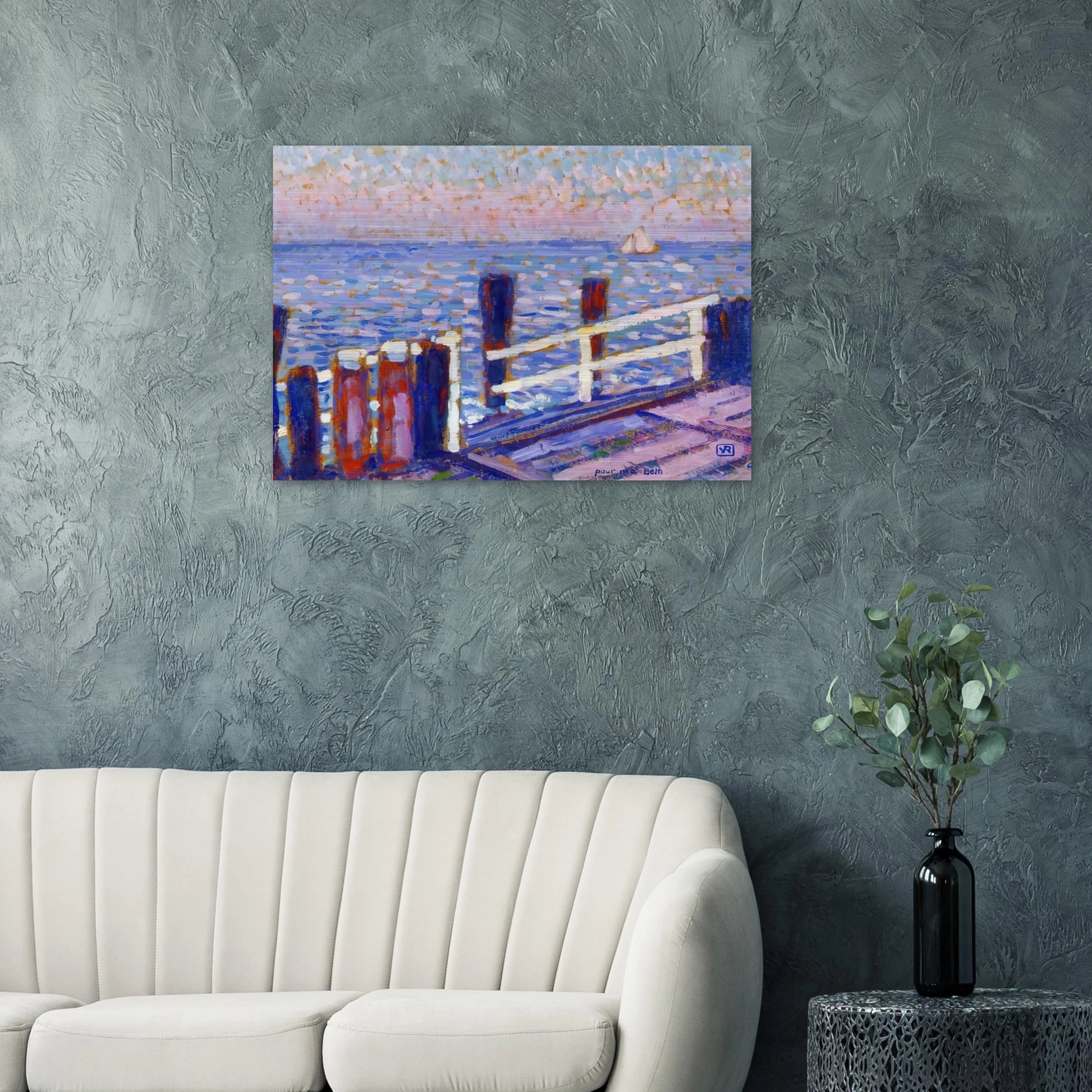 THE JETTY 1906 - Theo van Rysselberghe Brushed Aluminum Print - 70x100 cm / 28x40 inches | Theo van Rysselberghe Aluminum Print | Theo van Rysselberghe Prints
