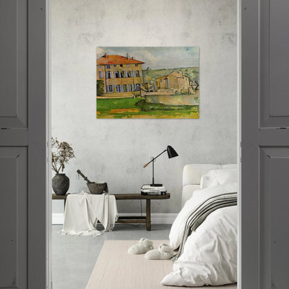 House and Farm at Jas de Bouffan - Paul Cézanne Brushed Aluminum Print - 70x100 cm / 28x40 inches | Paul Cézanne Aluminum Print | Paul Cézanne Prints