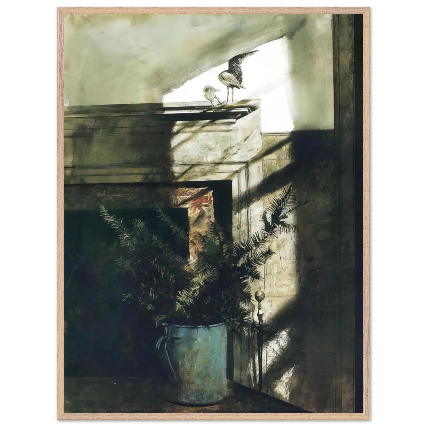 Andrew Wyeth - BIRD IN THE HOUSE Wall Art - 21x29.7 cm / 8x12" - Premium Wooden Framed Poster With Fine Art Paper-canvas - Black frame