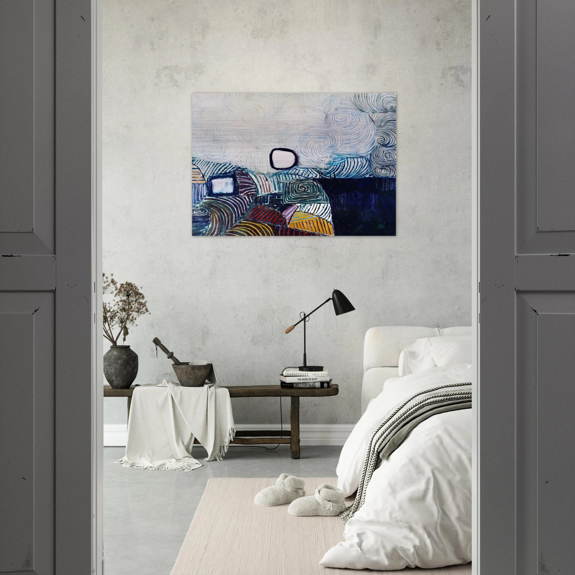 SPIRAL DEVELOPMENT IN GREEN VIOLET BLUE GOLD 1951 - Victor Pasmore Brushed Aluminum Print - 70x100 cm / 28x40 inches | Victor Pasmore Aluminum Print | Victor Pasmore Prints