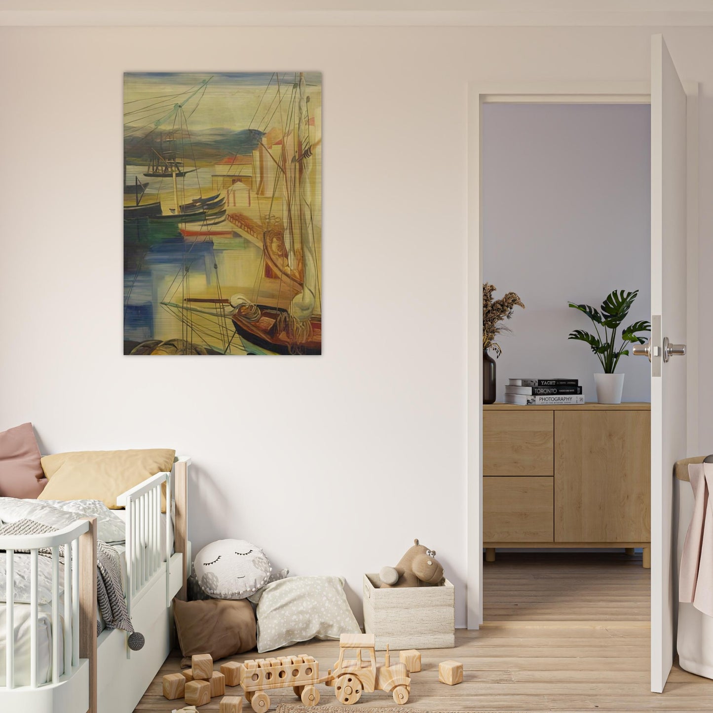 SHIPS MOORED ALONG THE DOCKS - Moise Kisling Brushed Aluminum Print - 70x100 cm / 28x40 inches | Moise Kisling Aluminum Print | Moise Kisling Prints