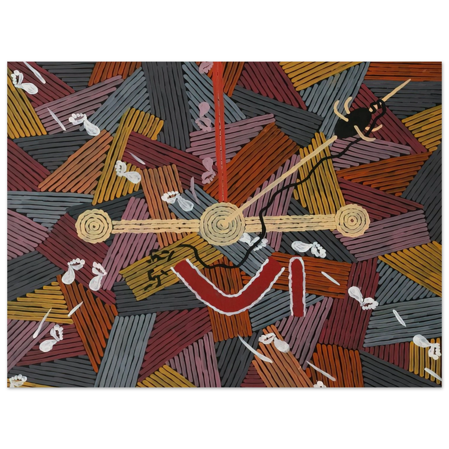 Clifford Possum Tjapaltjarri - Men's Love Story - 1996  75x100 cm / 30x40inches Fine Art Poster