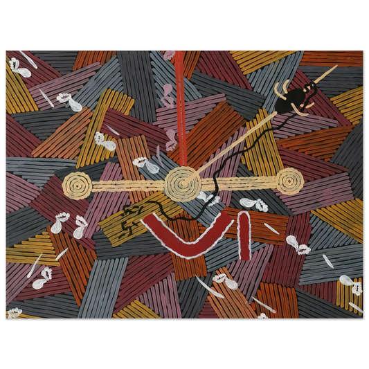 Clifford Possum Tjapaltjarri - Men's Love Story - 1996  75x100 cm / 30x40inches Fine Art Poster