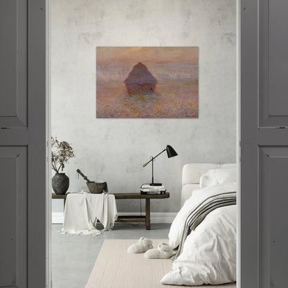 Grainstack, Sun in the Mist - claude monet Brushed Aluminum Print - 70x100 cm / 28x40 inches | claude monet Aluminum Print | claude monet Prints