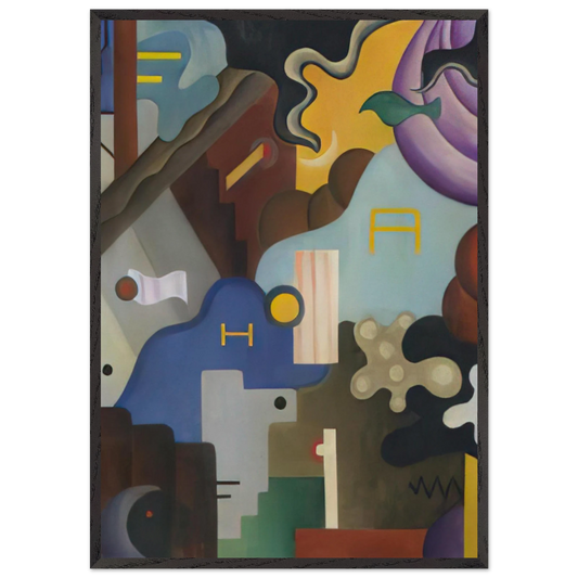 Composizione futurista - Abstract Art Dada - Julius Evola 70x100 cm / 28x40 inches Framed Art Print – Black Wooden Frame