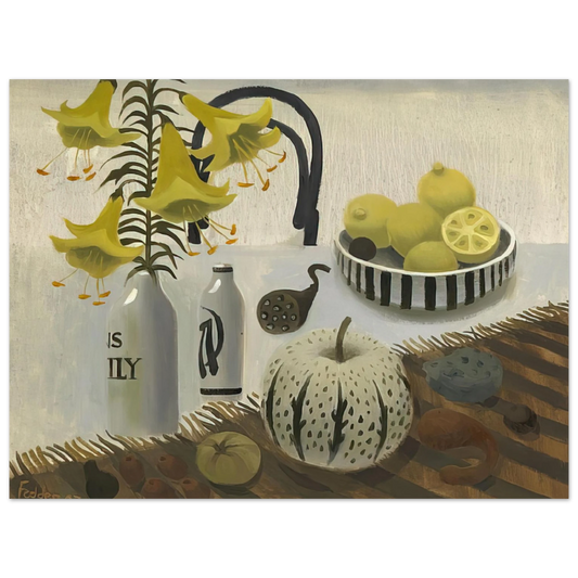 Mary Fedden - Lilies and Lemons - 2007  75x100 cm / 30x40inches Fine Art Poster