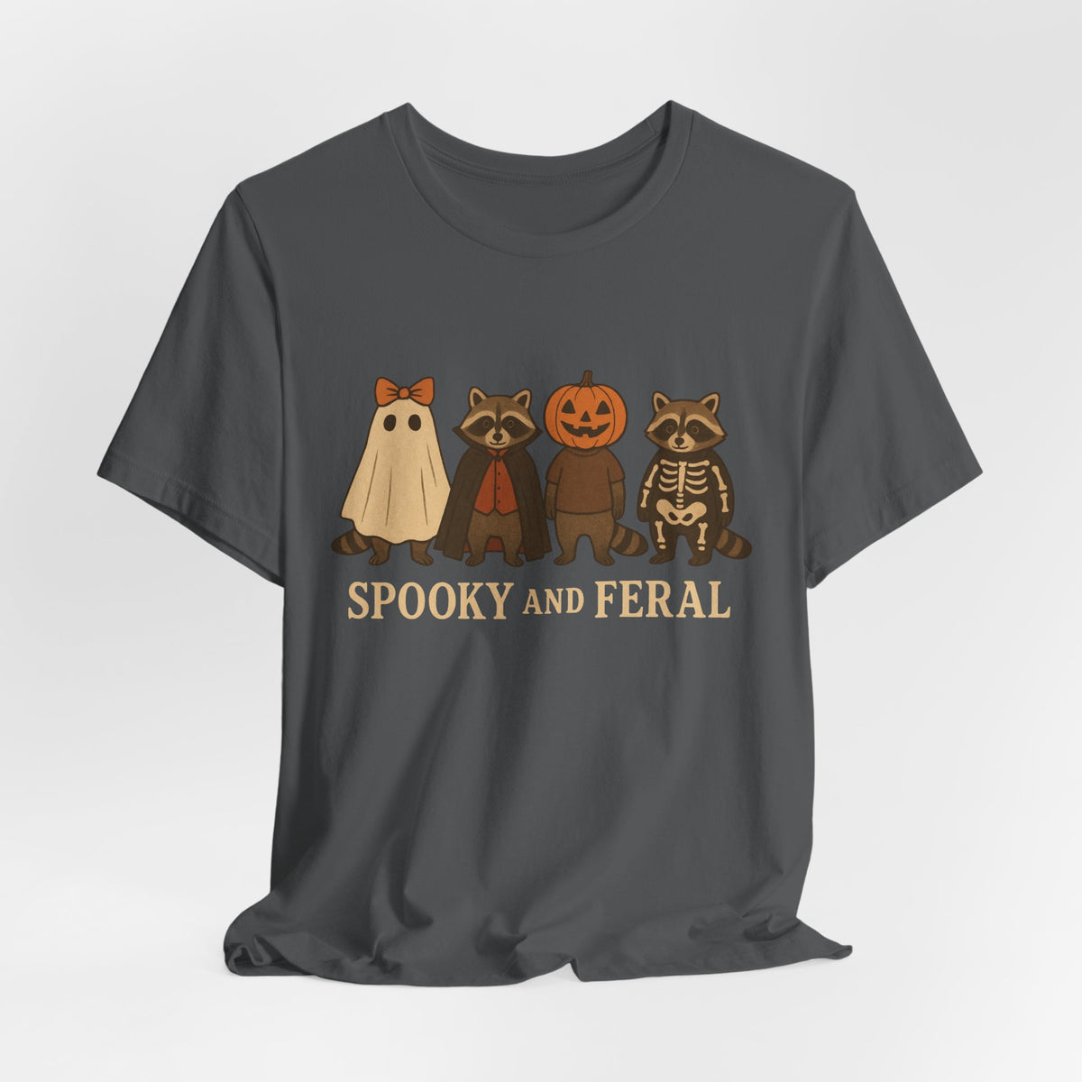 T-shirt "Raton laveur effrayant", T-shirt Halloween drôle à motifs, T-shirt vintage automne mignon, T-shirt tendance femme pour Halloween, T-shirt "Raton laveur sauvage"