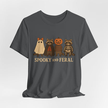 T-shirt "Raton laveur effrayant", T-shirt Halloween drôle à motifs, T-shirt vintage automne mignon, T-shirt tendance femme pour Halloween, T-shirt "Raton laveur sauvage"