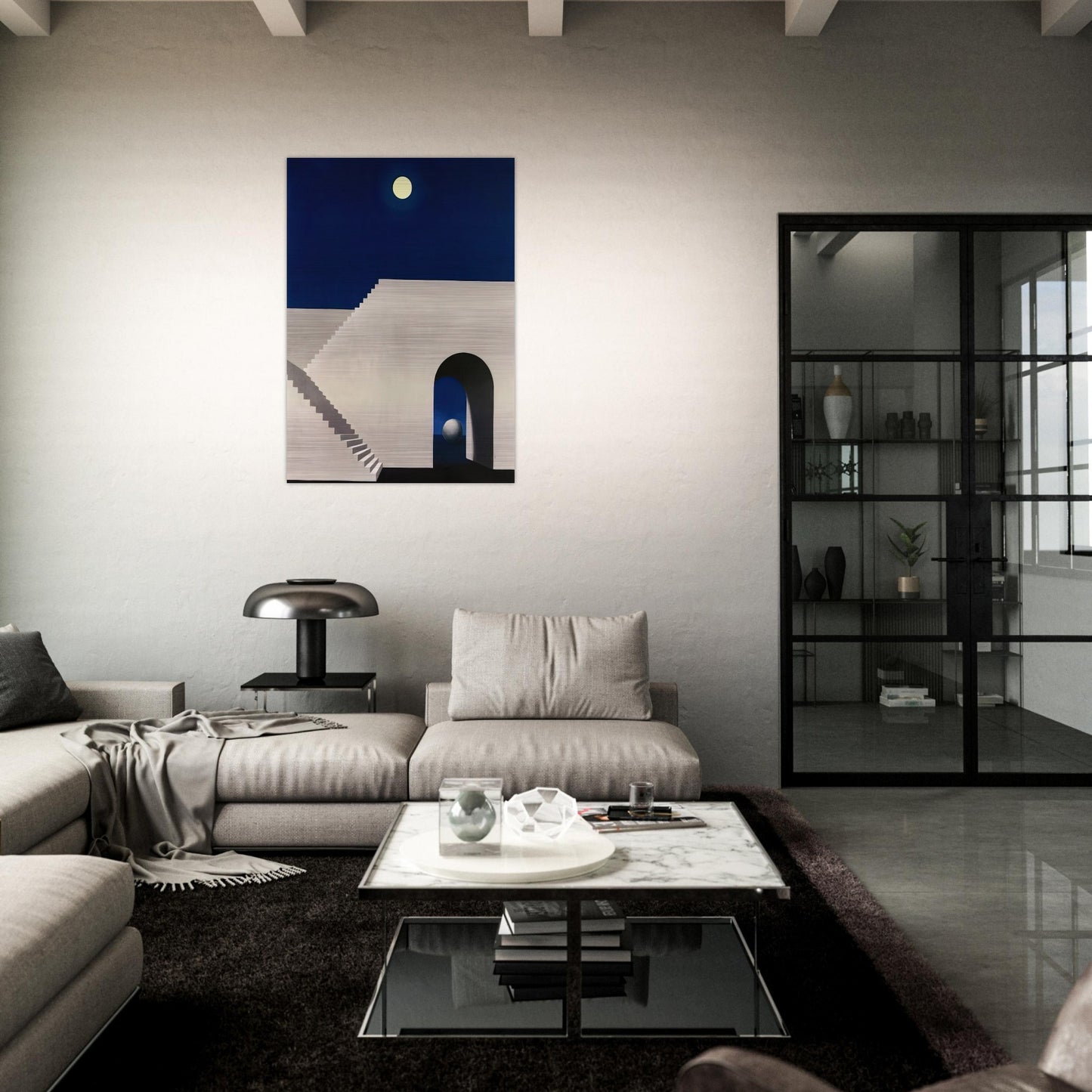 ARCHITECTURE AU CLAIR DE LUNE 1956 - Rene Magritte Brushed Aluminum Print - 70x100 cm / 28x40 inches | Rene Magritte Aluminum Print | Rene Magritte Prints