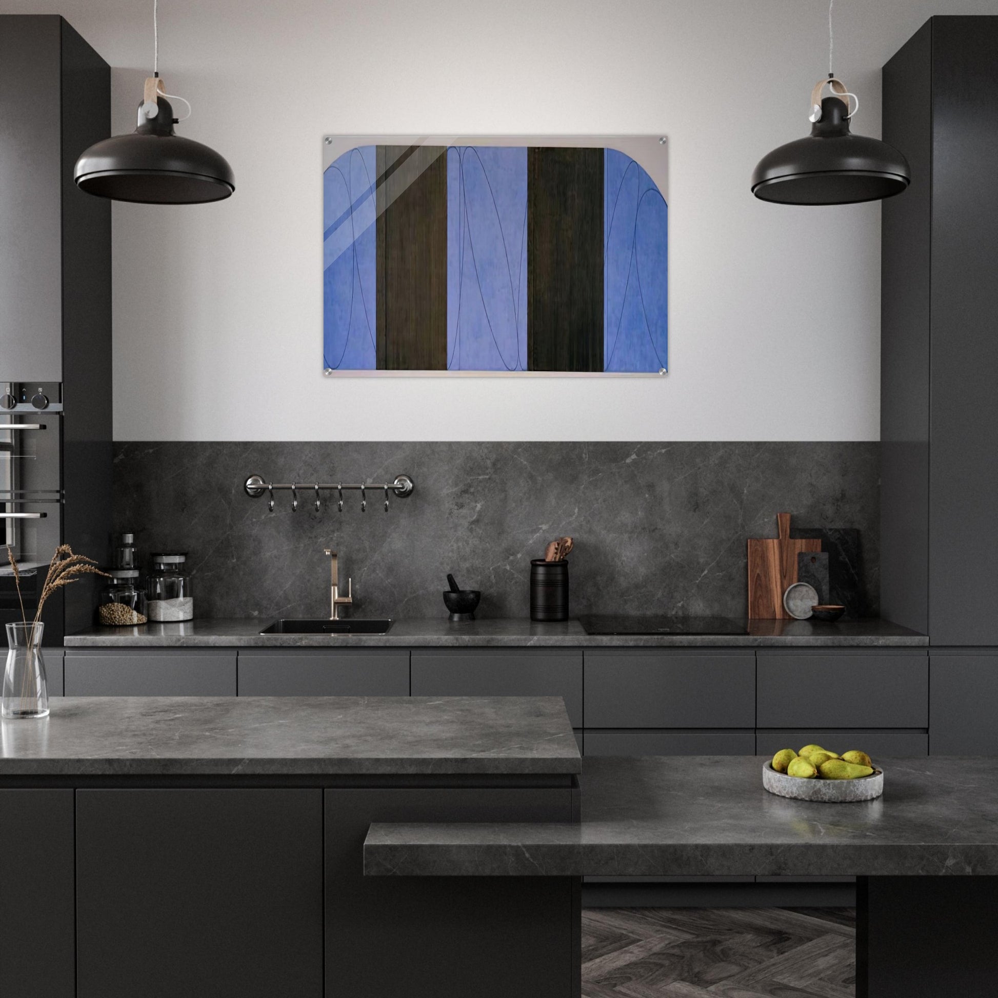 BLUE BLACK FIVE PANEL ZONE PAINTING 1998 - Robert Mangold Acrylic Print - 70x100 cm / 28x40″ inches | Robert Mangold Wall Art | Robert Mangold Prints