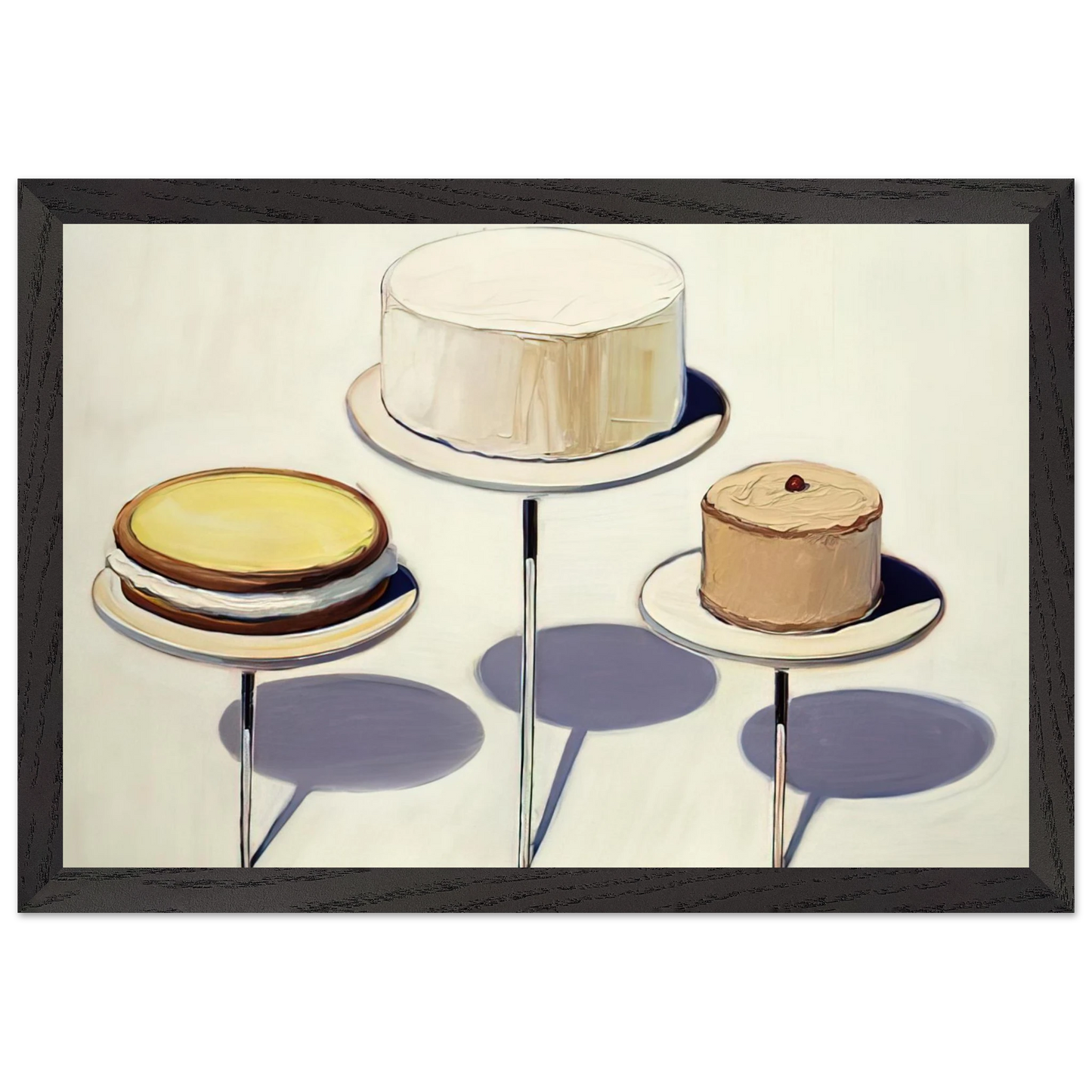Wayne Thiebaud - Display Cakes - 1963 Wall Art - 30x40 cm / 12x16 inches - Premium Wooden Framed Poster With Fine Art Paper - Wood frame