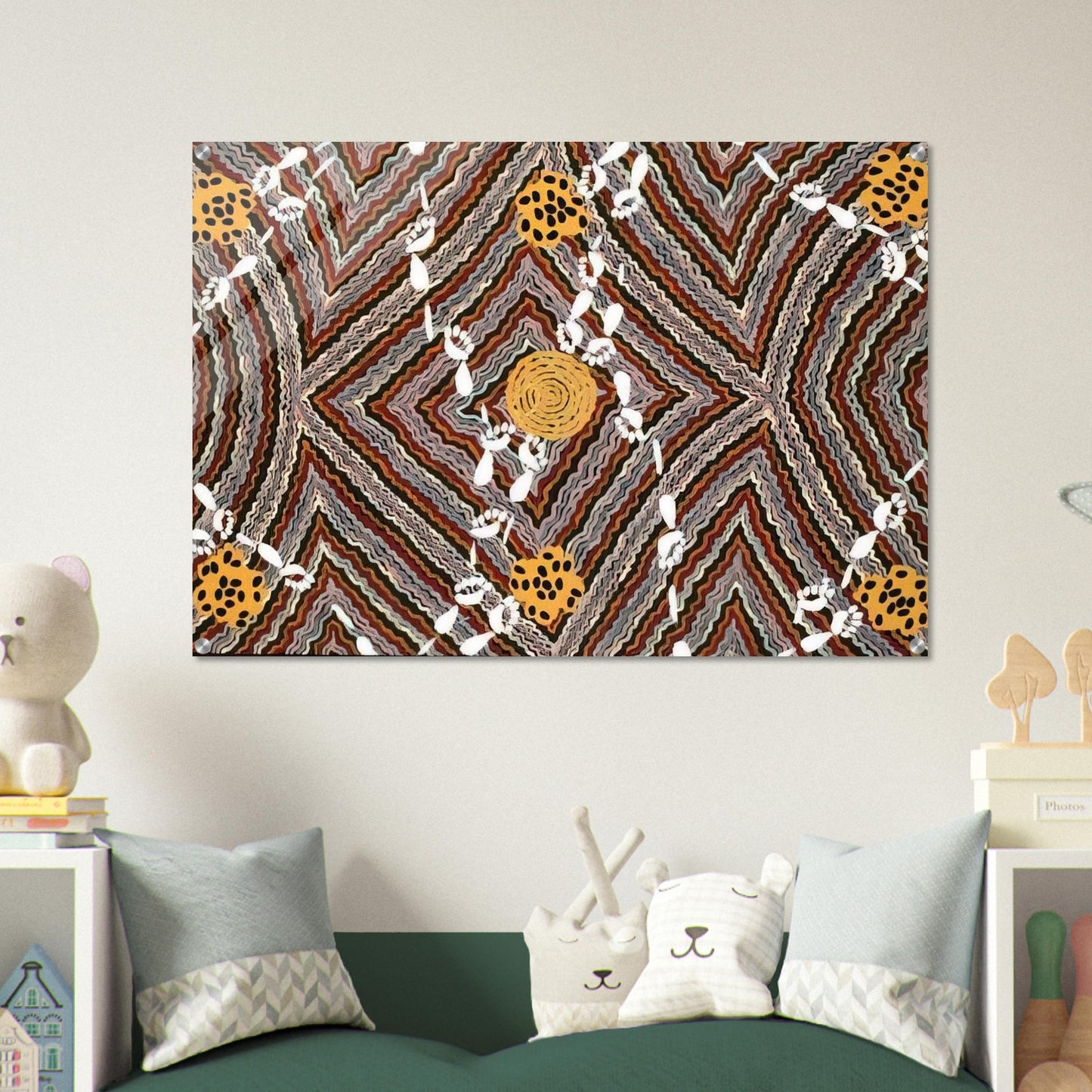 Salt Lake at Napperby - Native Art - Clifford Possum Tjapaltjarri Acrylic Print - 70x100 cm / 28x40″ inches