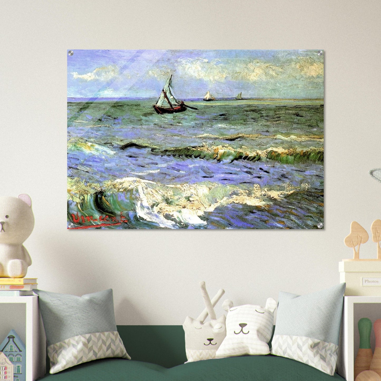 Seascape at Saintes-Maries - Vincent van Gogh Acrylic Print - 70x100 cm / 28x40″ inches